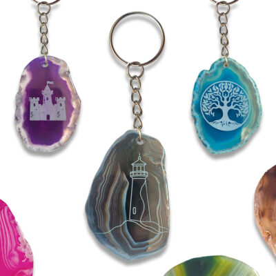 Assortiment Porte-clés Agate avec Gravure Personnalisée (24 ou 48 pcs)